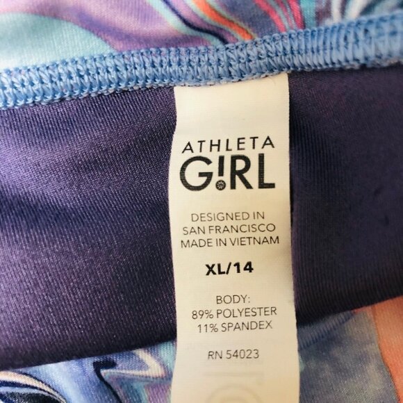 Athleta Girl High Rise Chit Chat Capri Leggings Girls XL 14 Abstract Tie Dye - Picture 4 of 7